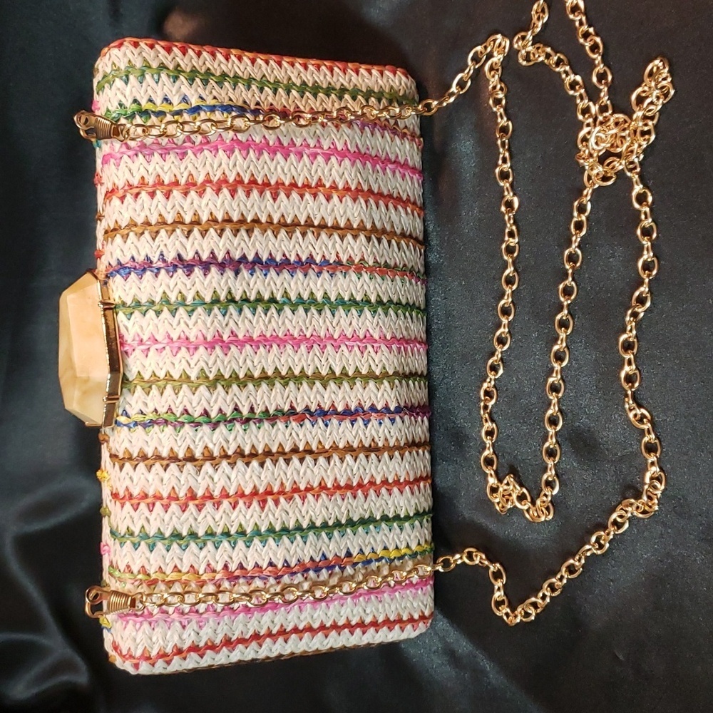 D'margeaux multicolor striped clutch/crossbody purse